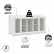 Pemberly Row 40W Shoe Bench With Shelves and Wall Mounted Coat Rack in White Ash