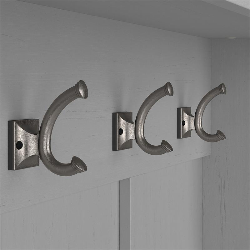 Pemberly Row Entryway Storage Set With Hall Trees & Shoe Bench in Cape Cod Gray