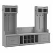 Pemberly Row Entryway Storage Set With Hall Trees & Shoe Bench in Cape Cod Gray