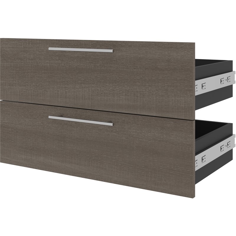 Pemberly Row 30 Inch 2 Drawer Set for Shelving Unit in Bark Gray and Graphite