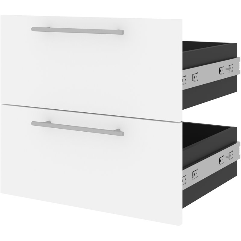 Pemberly Row 20 Inch 2 Drawer Set for Narrow Shelving Unit - White & Walnut Gray