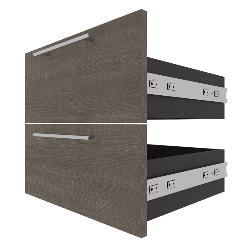 Pemberly Row 20 Inch 2 Drawer Set for Narrow Shelving in Bark Gray and Graphite