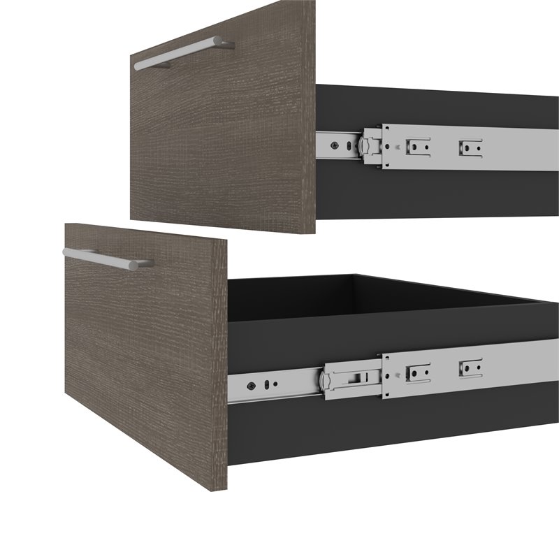 Pemberly Row 20 Inch 2 Drawer Set for Narrow Shelving in Bark Gray and Graphite