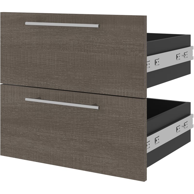 Pemberly Row 20 Inch 2 Drawer Set for Narrow Shelving in Bark Gray and Graphite