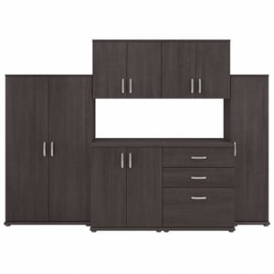 Pemberly Row 108W 6Pc Modular Storage Set With Floor & Wall Cabinets in Gray