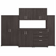Pemberly Row 108W 6Pc Modular Storage Set With Floor & Wall Cabinets in Gray