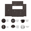 Pemberly Row 108W 6Pc Modular Storage Set With Floor & Wall Cabinets in Gray