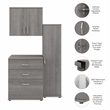 Pemberly Row 44W 3Pc Modular Storage Set With Floor & Wall Cabinets in Gray