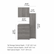 Pemberly Row 44W 3Pc Modular Storage Set With Floor & Wall Cabinets in Gray