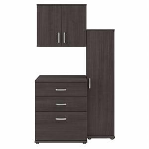 Pemberly Row 44W 3Pc Modular Storage Set With Floor & Wall Cabinets - Storm Gray