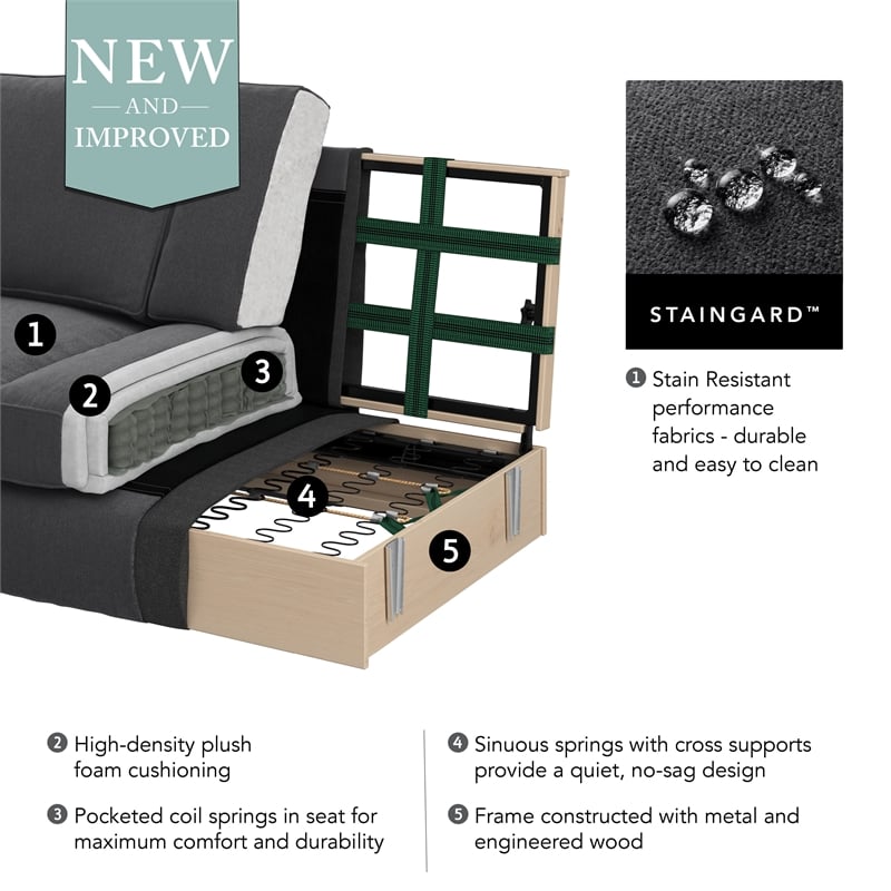 Pemberly Row Accent Chair With Storage Ottoman & Lumbar Pillow in Charcoal Gray