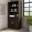 Pemberly Row Tall Black Walnut 5 Shelf Bookcase With Doors & Adjustable Shelves
