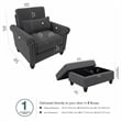 Pemberly Row Classic Accent Chair With Storage Ottoman in Charcoal Gray