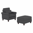 Pemberly Row Classic Accent Chair With Storage Ottoman in Charcoal Gray