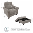 Pemberly Row Classic Accent Chair With Storage Ottoman in Beige Herringbone
