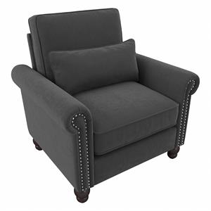 Pemberly Row 35W x 33.5D x 36H Accent Chair With Arms in Charcoal Gray
