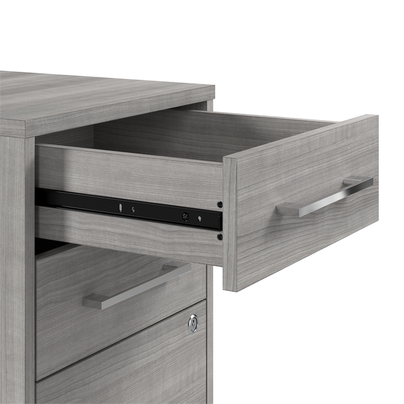 Pemberly Row Rolling Storage Cabinet With Locking Drawers & Shelves in Gray