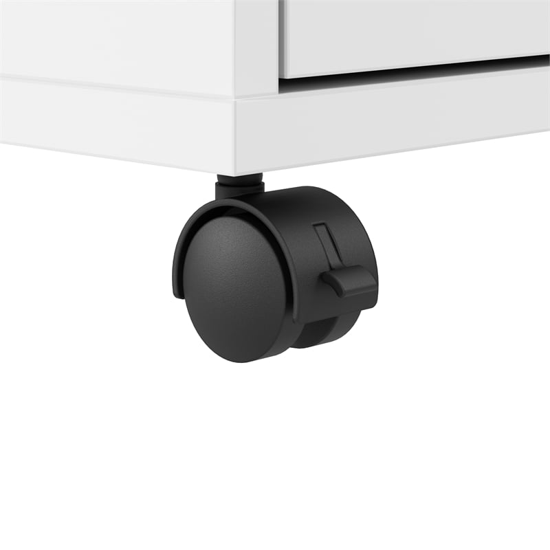 Pemberly Row Rolling Storage Cabinet With Locking Drawers and Shelves in White