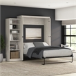 Pemberly Row 94W Queen Murphy Bed With Closet Organizer and X Pattern Accents