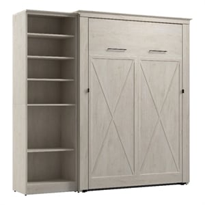 Pemberly Row 88W Full Murphy Bed With Closet Organizer and X Pattern Accents