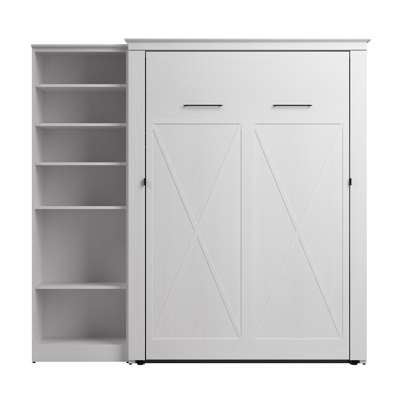 Pemberly Row 88W Full Murphy Bed With Closet Organizer and Farmhouse Accents