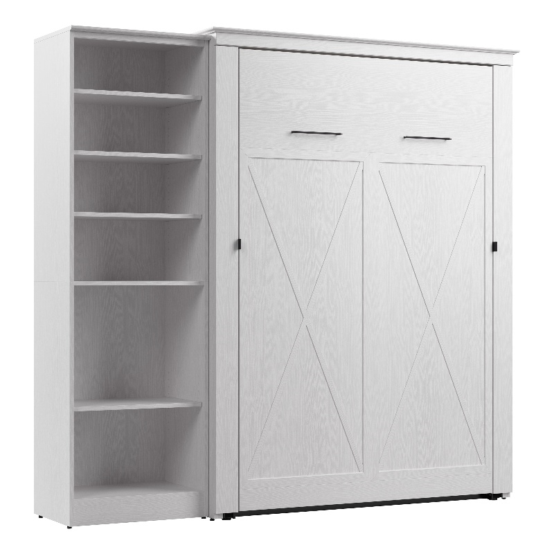 Pemberly Row 88W Full Murphy Bed With Closet Organizer and Farmhouse Accents