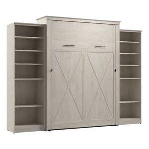 Pemberly Row 119W Queen Murphy Bed With 2 Closet Organizers and X Pattern