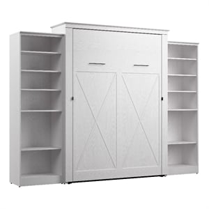 Pemberly Row 119W Queen Murphy Bed With 2 Closet Organizers and Farmhouse Style
