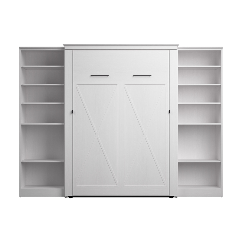 Pemberly Row 113W Full Murphy Bed With 2 Closet Organizers and X Pattern