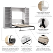 Pemberly Row 113W Full Murphy Bed With 2 Closet Organizers and X Pattern
