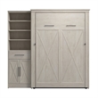 Pemberly Row 88W Full Murphy Bed With Wardrobe Closet Organizer in White