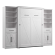 Pemberly Row 113W Full Murphy Bed With 2 Wardrobe Closet Organizers in White