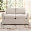 Pemberly Row 57W Loveseat With Removable Slipcover in Ivory Basketweave Fabric