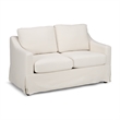 Pemberly Row 57W Loveseat With Removable Slipcover in Ivory Basketweave Fabric