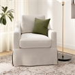 Pemberly Row 360 Degree Swivel Accent Chair With Slipcover in Ivory Basketweave