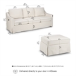 Pemberly Row 80W Sofa and Storage Ottoman With Removable Slipcovers in Ivory