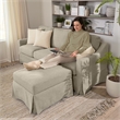 Pemberly Row 360 Degree Swivel Accent Chairs With Slipcovers Set of 2 in Sand