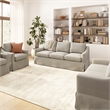 Pemberly Row 80W Sofa & 2 Swivel Accent Chairs With Removable Slipcovers in Sand
