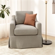 Pemberly Row 360 Degree Swivel Accent Chair With Slipcover in Sand Basketweave