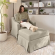 Pemberly Row 360 Degree Swivel Accent Chair With Slipcover in Sand Basketweave