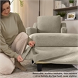 Pemberly Row Storage Ottoman With Built-in Tray & Slipcover in Sand Basketweave