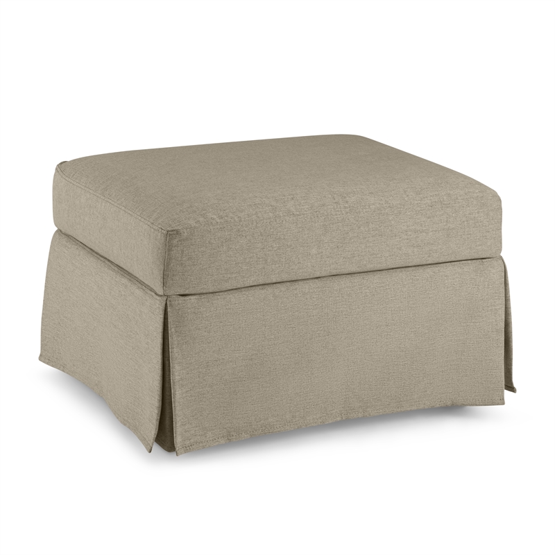 Pemberly Row Storage Ottoman With Built-in Tray & Slipcover in Sand Basketweave