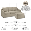 Pemberly Row 80W Sofa and Storage Ottoman With Removable Slipcovers in Sand
