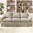 Pemberly Row 80W Sofa With Removable Slipcover in Sand Basketweave Fabric