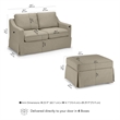 Pemberly Row 57W Loveseat & Storage Ottoman With Slipcovers in Sand Basketweave