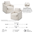 Pemberly Row Swivel Accent Chairs With Slipcovers Set of 2 in Ivory Basketweave