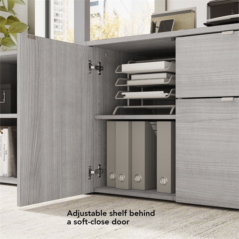 Pemberly Row 30W Office Storage Cabinet With Lockable Drawers in Platinum Gray