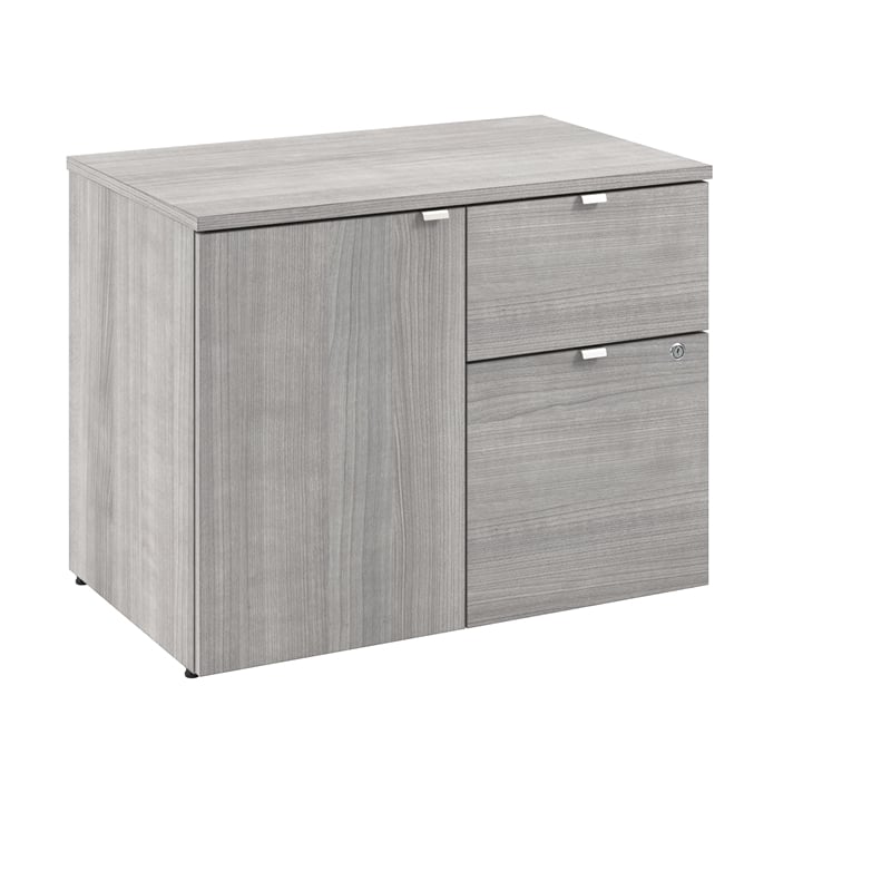 Pemberly Row 30W Office Storage Cabinet With Lockable Drawers in Platinum Gray