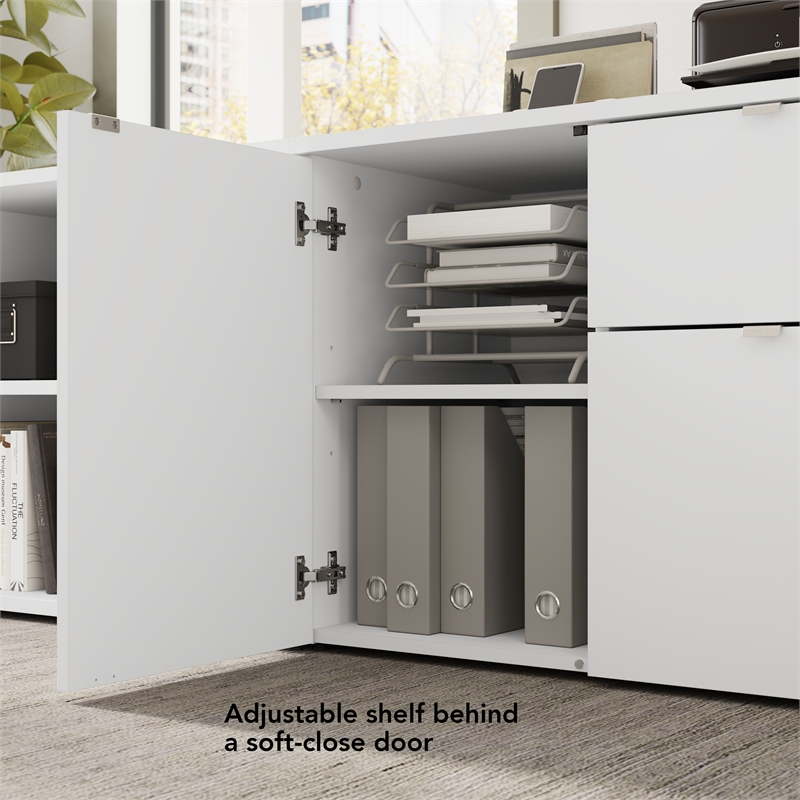 Pemberly Row 30W Office Storage Cabinet With Lockable Drawers in White