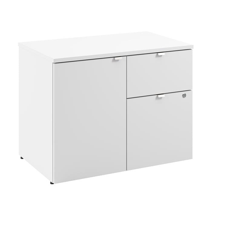 Pemberly Row 30W Office Storage Cabinet With Lockable Drawers in White